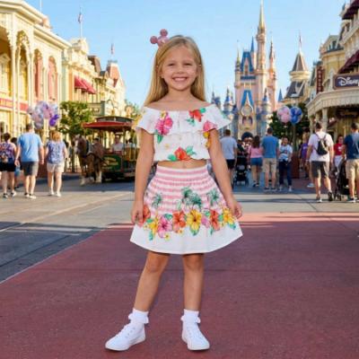Picture of PRE ORDER Monnalisa Girls Disney Moana Floral Top & Skirt Set X 2 - White Multi