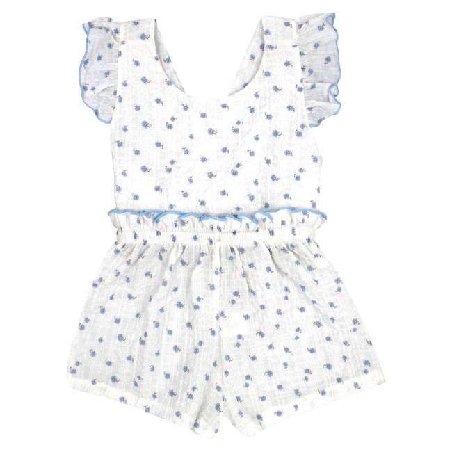 Picture of Rapife Summer Girls Floral Ruffle Straps Playsuit - Sky Blue