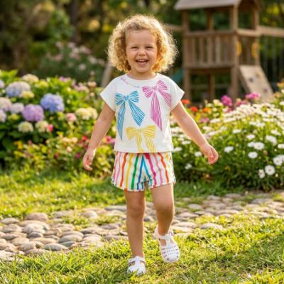 Picture of Agatha Ruiz De La Prada Collection Girls Bows T-Shirt & Shorts Set X 2 - White Multi