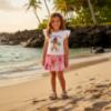 Picture of Monnalisa Girls Disney Moana Drop Waist Jersey Dress - White Multi