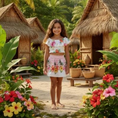 Picture of PRE ORDER Monnalisa Girls Disney Moana Floral Top & Skirt Set X 2 - White Multi