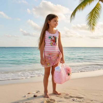Picture of Monnalisa Girls Disney Moana Swimsuit & Pareo Set X 2 - Pink Multi