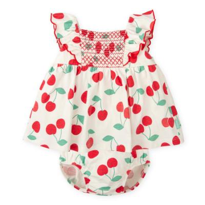 Picture of Tutto Piccolo Summer Girls Smock Cherry Dress & Panties Set X 2 - Ivory Red