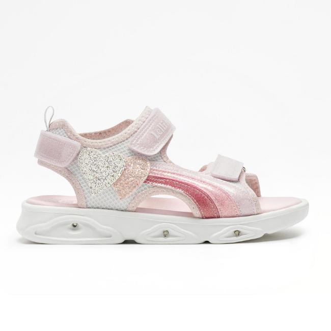 Picture of Lelli Kelly Easy On Elena Sparkle Heart Rainbow Sandal - Pale Pink