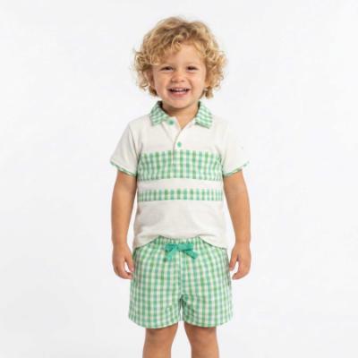 Picture of Tutto Piccolo Summer Boys Top & Shorts Set X 2 - Green Gingham