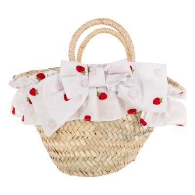 Picture of Deolinda Girls Pavlova Strawberry Print Straw Basket  - Strawberries