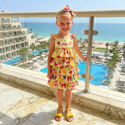Picture of Daga Girls Tutti Frutti Ruffle Dress - Yellow Multi