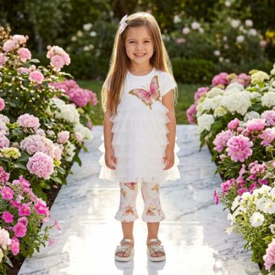 Picture of Daga Girls Twinkle Flight Ruffle Tunic & Leggings Set X 2 - White Beige