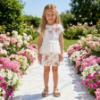 Picture of Daga Girls Twinkle Flight Applique Top & Poplin Shorts Set X 2 - White Beige