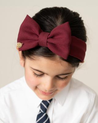 Picture of PRE ORDER Caramelo Kids Girls School Hair Bow Headband - Maroon Burgundy