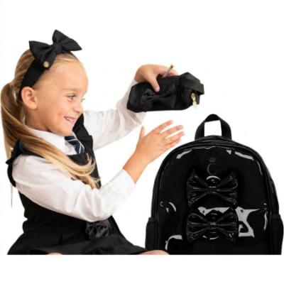 Picture of PRE ORDER Caramelo Kids Patent School Bag With Bows - Black Patent