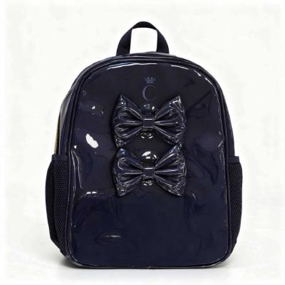 Picture of PRE ORDER Caramelo Kids Patent School Bag With Bows - Navy Patent