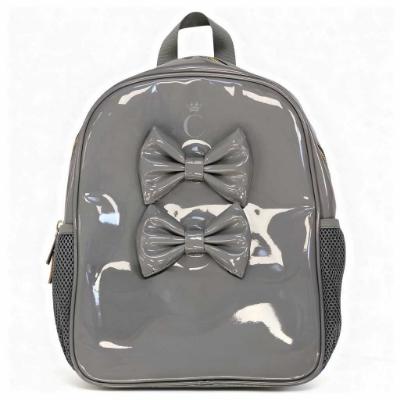 Picture of PRE ORDER Caramelo Kids Patent School Bag With Bows - Grey Patent
