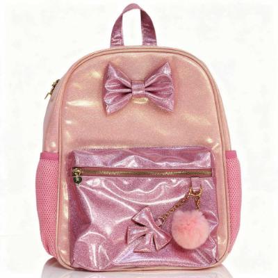 Picture of PRE ORDER Caramelo Kids Colour Block Glitter School Bag With Bows - Pink