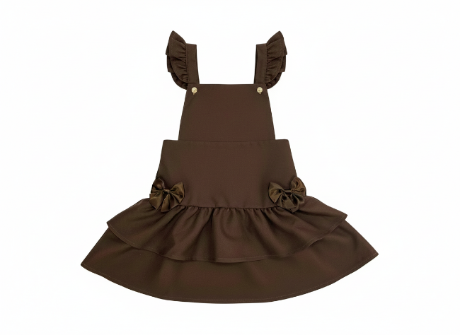 Picture of PRE ORDER Caramelo Kids Girls Ra-Ra Frill School Pinafore - Brown