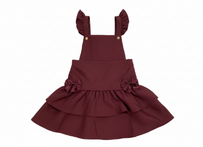 Picture of PRE ORDER Caramelo Kids Girls Ra-Ra Frill School Pinafore - Maroon Burgundy