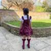 Picture of PRE ORDER Caramelo Kids Girls Ra-Ra Frill School Pinafore - Maroon Burgundy