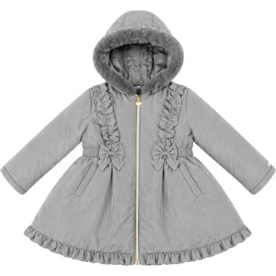 Picture of PRE ORDER Caramelo Kids Girls School Twill Coat With Hood - Grey