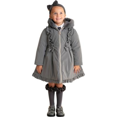 Picture of PRE ORDER Caramelo Kids Girls School Twill Coat With Hood - Grey