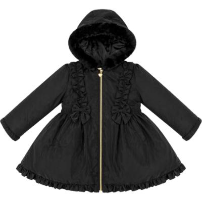 Picture of PRE ORDER Caramelo Kids Girls School Twill Coat With Hood - Black