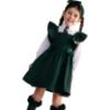 Picture of PRE ORDER Caramelo Kids Girls Frill School Pinafore With Bows - Bottle Green