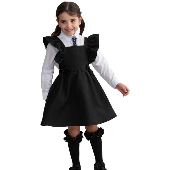 Picture of PRE ORDER Caramelo Kids Girls Frill School Pinafore With Bows - Black