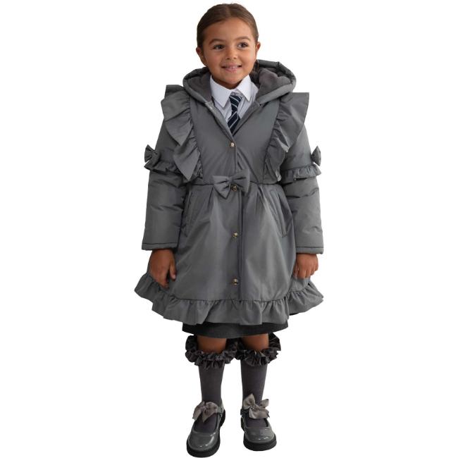 Picture of PRE ORDER Caramelo Kids Girls Frill Detail Skirted Coat - Grey