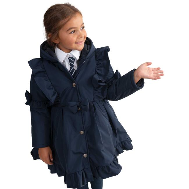 Picture of PRE ORDER Caramelo Kids Girls Frill Detail Skirted Coat - Navy