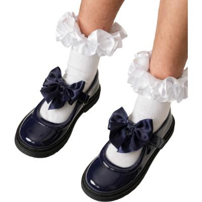 Picture of PRE ORDER Caramelo Kids Girls Satin Bow Mary Jane School Shoes - Navy