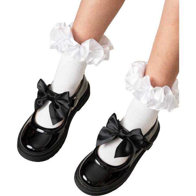 Picture of PRE ORDER Caramelo Kids Girls Satin Bow Mary Jane School Shoes - Black