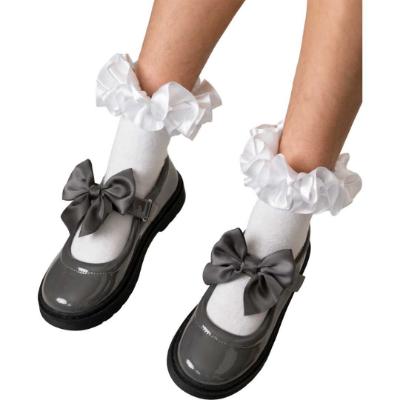Picture of PRE ORDER Caramelo Kids Girls Satin Bow Mary Jane School Shoes - Grey