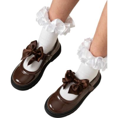 Picture of PRE ORDER Caramelo Kids Girls Satin Bow Mary Jane School Shoes - Brown