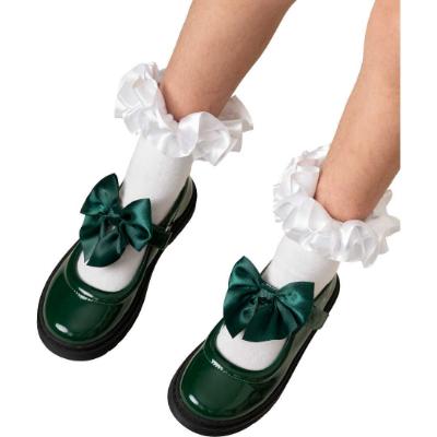 Picture of PRE ORDER Caramelo Kids Girls Satin Bow Mary Jane School Shoes - Bottle Green
