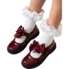 Picture of PRE ORDER Caramelo Kids Girls Satin Bow Mary Jane School Shoes - Maroon Burgundy