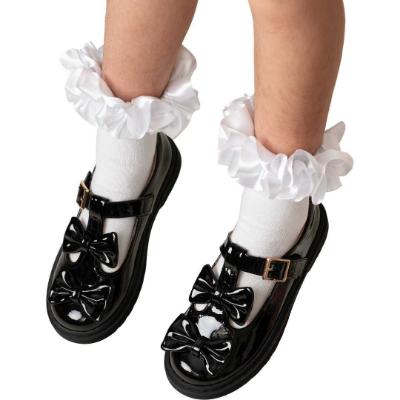 Picture of PRE ORDER Caramelo Kids Girls Easy On Double Bow T Bar School Shoes - Black