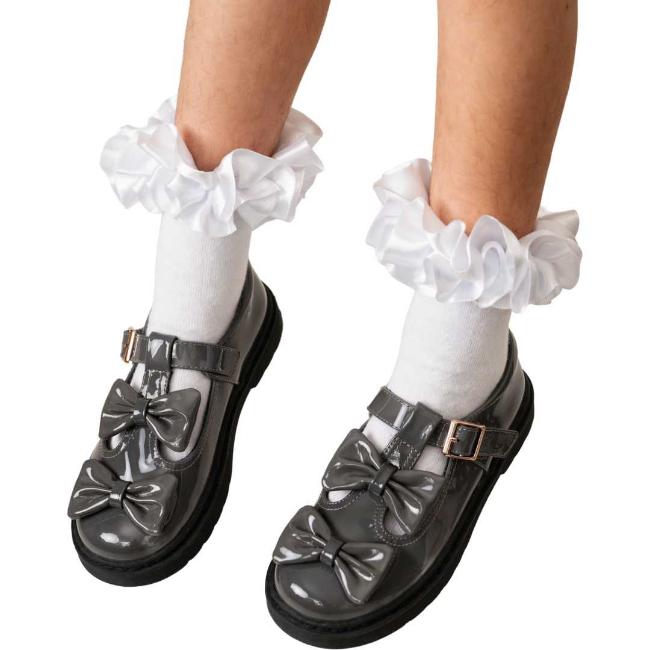 Picture of PRE ORDER Caramelo Kids Girls Easy On Double Bow T Bar School Shoes - Grey