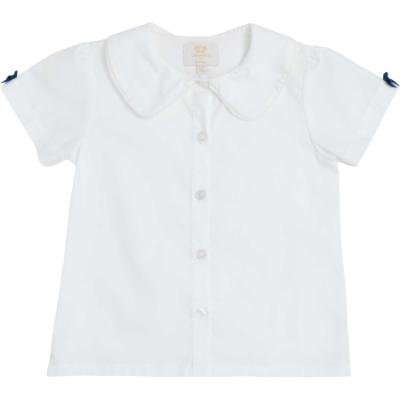 Picture of PRE ORDER Caramelo Kids Girls School Shirt With Satin Bows - White Navy