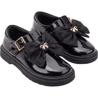 Picture of PRE ORDER Caramelo Kids Girls Large Grosgrain Bow School Shoes - Black