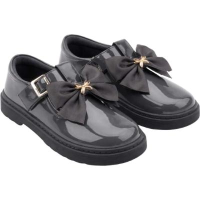 Picture of PRE ORDER Caramelo Kids Girls Large Grosgrain Bow School Shoes - Grey