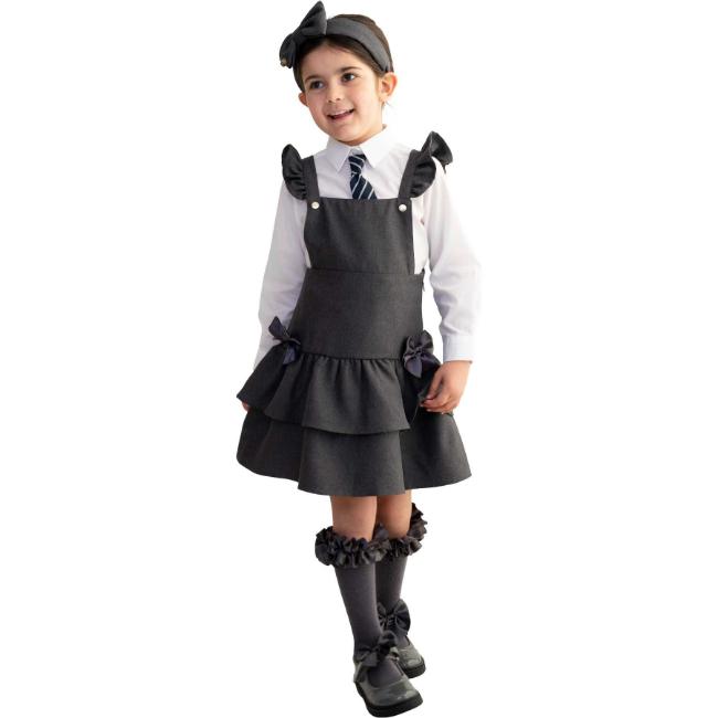 Picture of PRE ORDER Caramelo Kids Girls Ra-Ra Frill School Pinafore - Grey