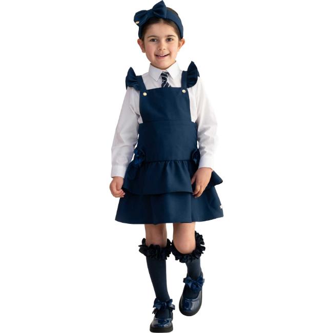 Picture of PRE ORDER Caramelo Kids Girls Ra-Ra Frill School Pinafore - Navy