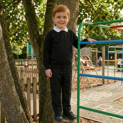 Picture of Schoolwear Boys Fully Elasticated Slim Fit Trousers - Black