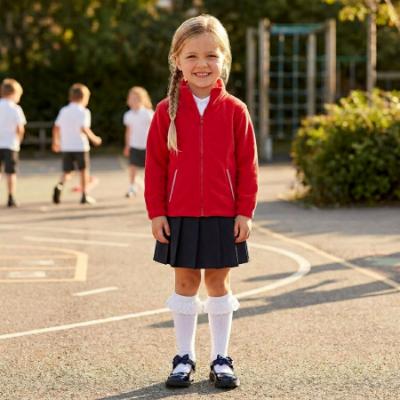 Picture of Schoolwear Girls Fleece Jacket With Reflective Strip - Red