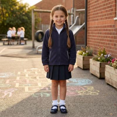 Picture of Schoolwear Girls Fleece Jacket With Reflective Strip - Navy Blue