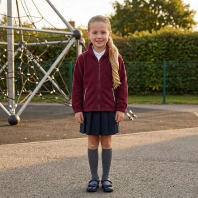 Picture of Schoolwear Girls Fleece Jacket With Reflective Strip - Burgundy