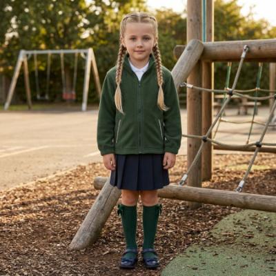 Picture of Schoolwear Girls Fleece Jacket With Reflective Strip - Bottle Green