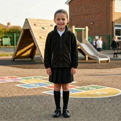 Picture of Schoolwear Girls Fleece Jacket With Reflective Strip - Black