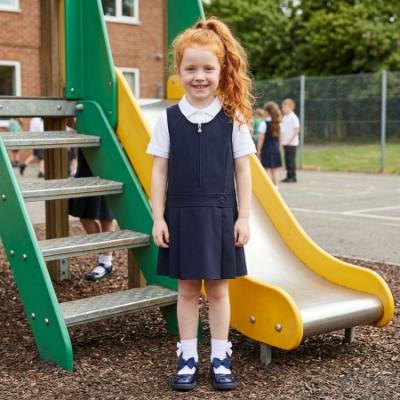 Picture of Schoolwear Girls Stretch Pinafore - Navy Blue
