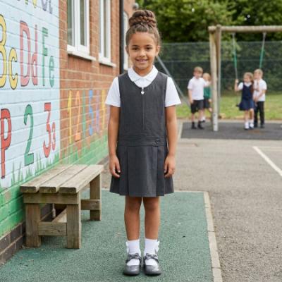 Picture of Schoolwear Girls Stretch Pinafore - Grey