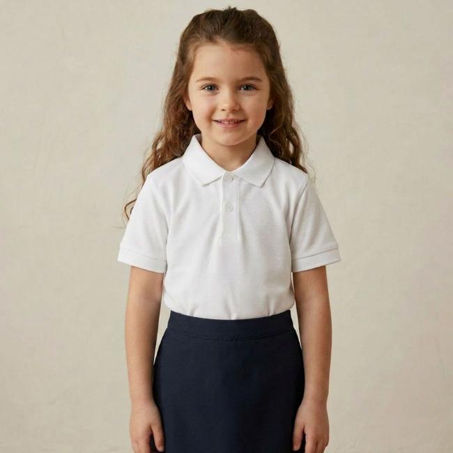 Picture of Schoolwear Girls Short Sleeve Polo Shirt - White